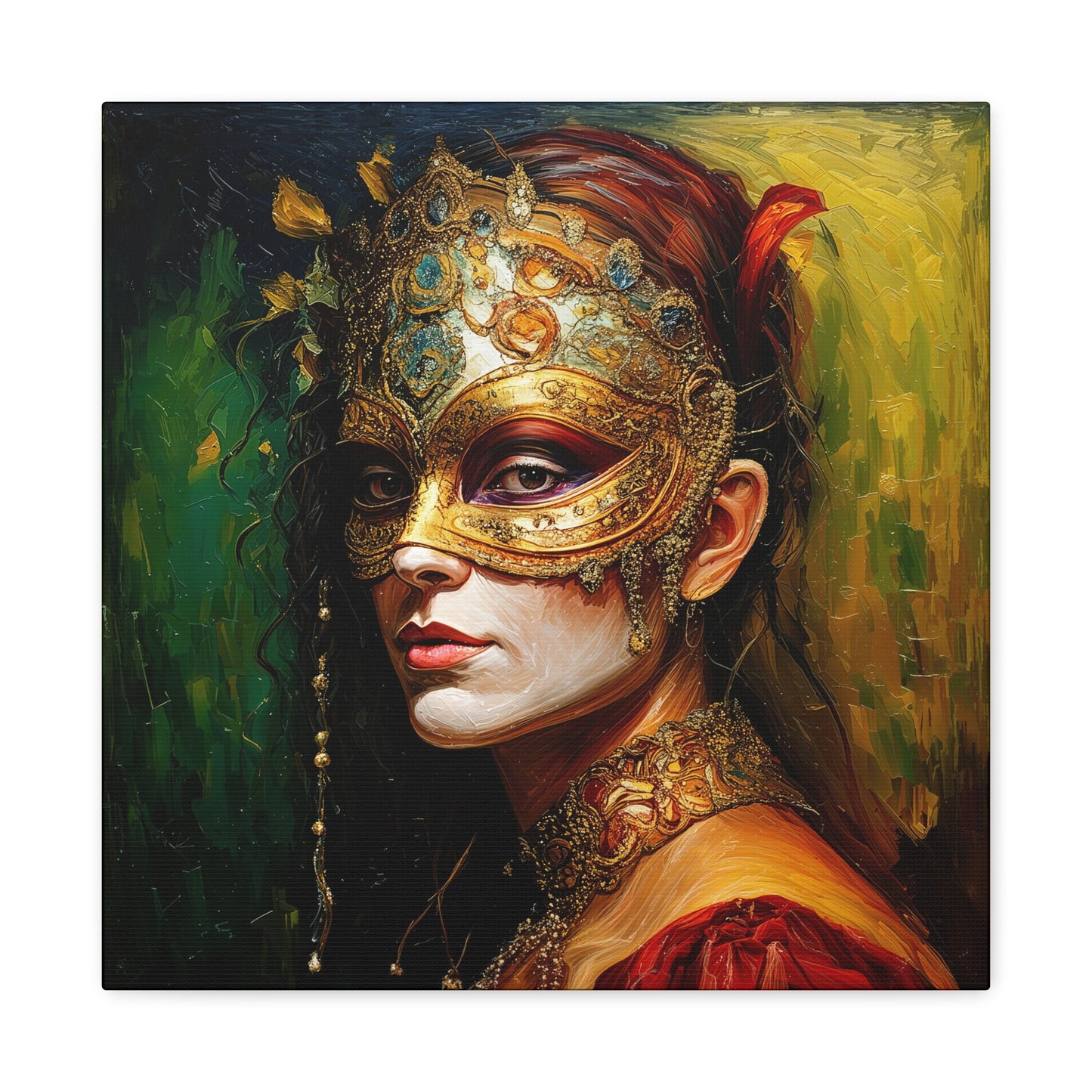 Masquerade - Elegant Masked Lady Portrait Canvas