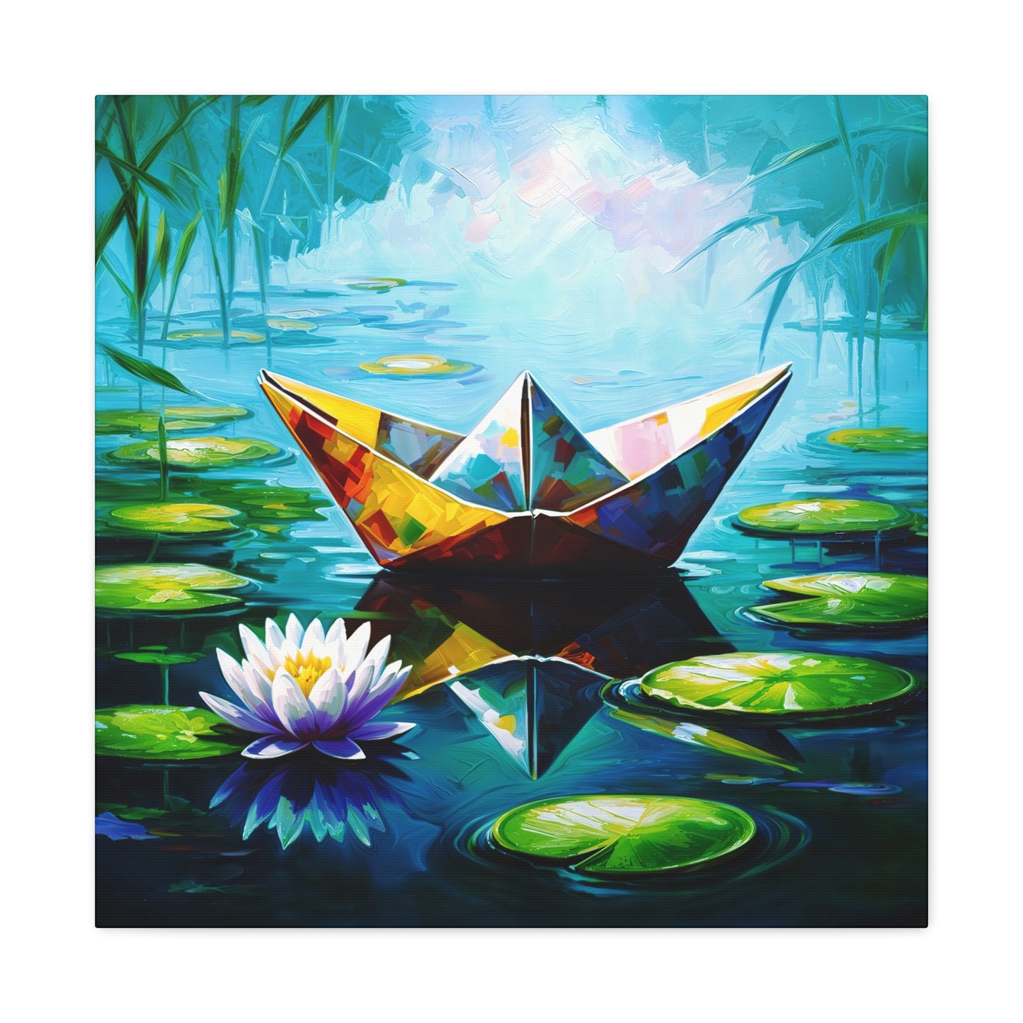 Paper Dreams - Serene Abstract Pond Artwork