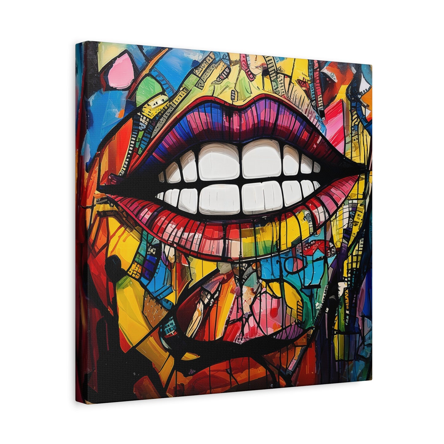 Grin - Bold Graffiti Lips Canvas