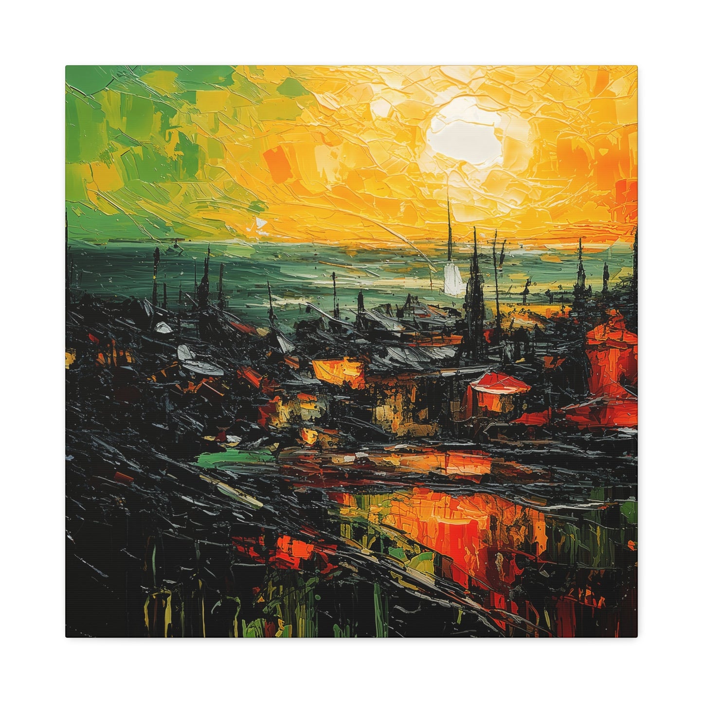 Haven - Abstract Townscape Scenery Canvas