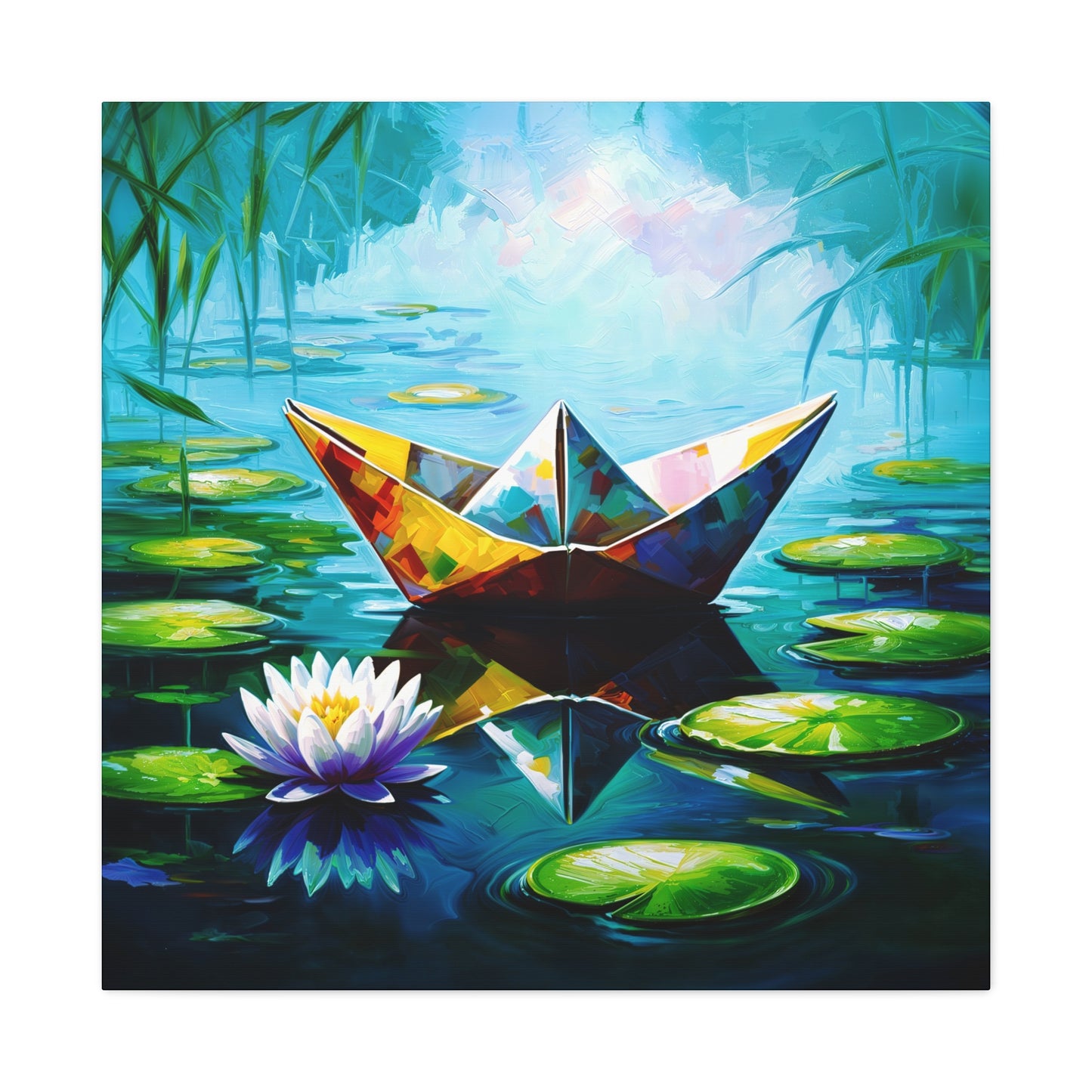 Paper Dreams - Serene Abstract Pond Artwork