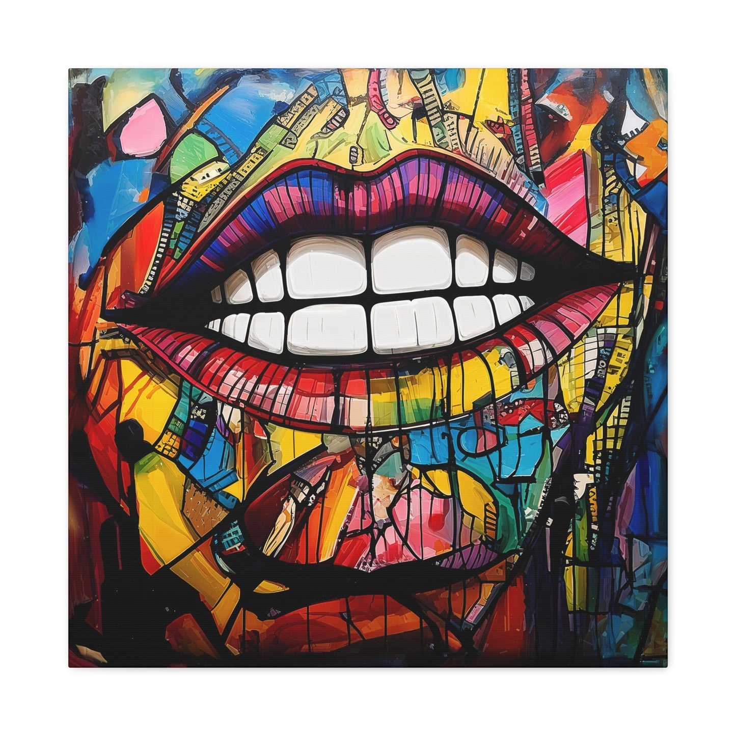 Grin - Bold Graffiti Lips Canvas