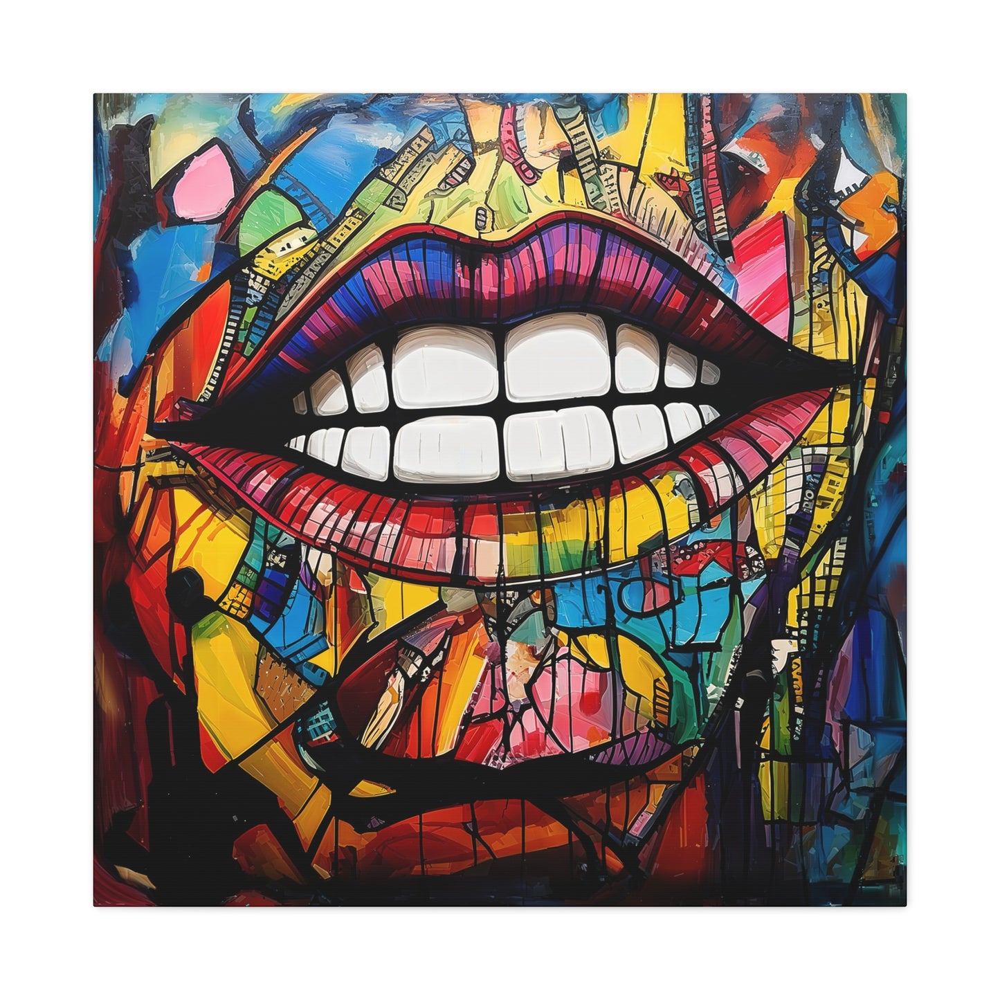 Grin - Bold Graffiti Lips Canvas