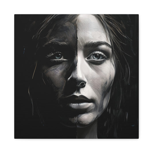 Duality - Monochrome Portrait Canvas Wall Art