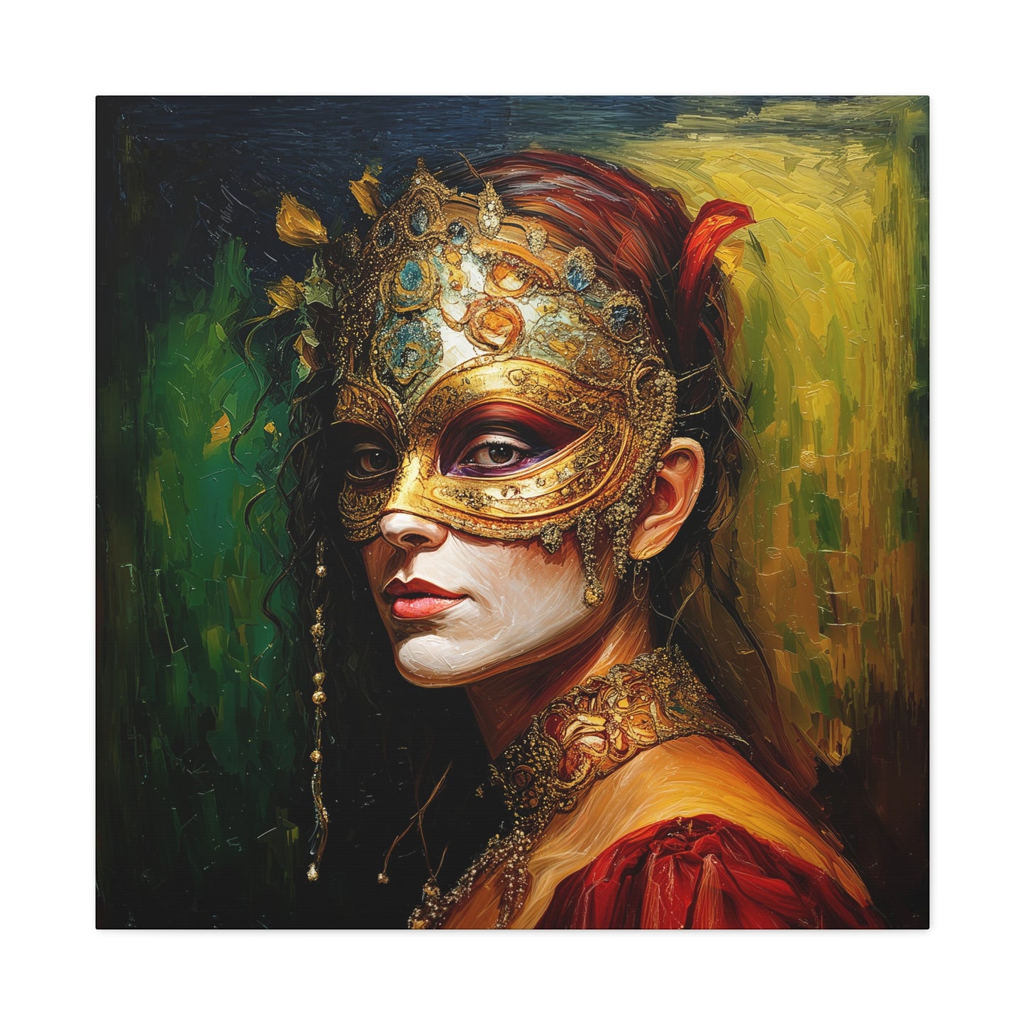 Masquerade - Elegant Masked Lady Portrait Canvas