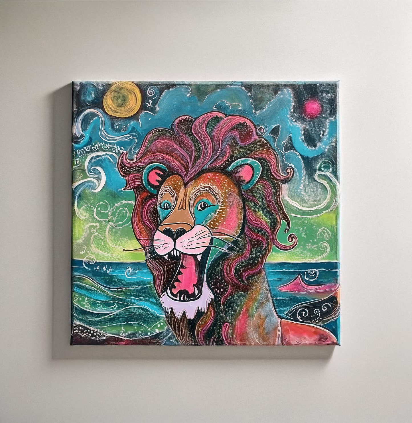 Roar - Playful Lion Canvas Art