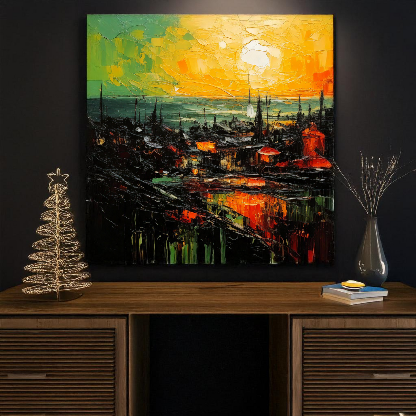 Haven - Abstract Townscape Scenery Canvas