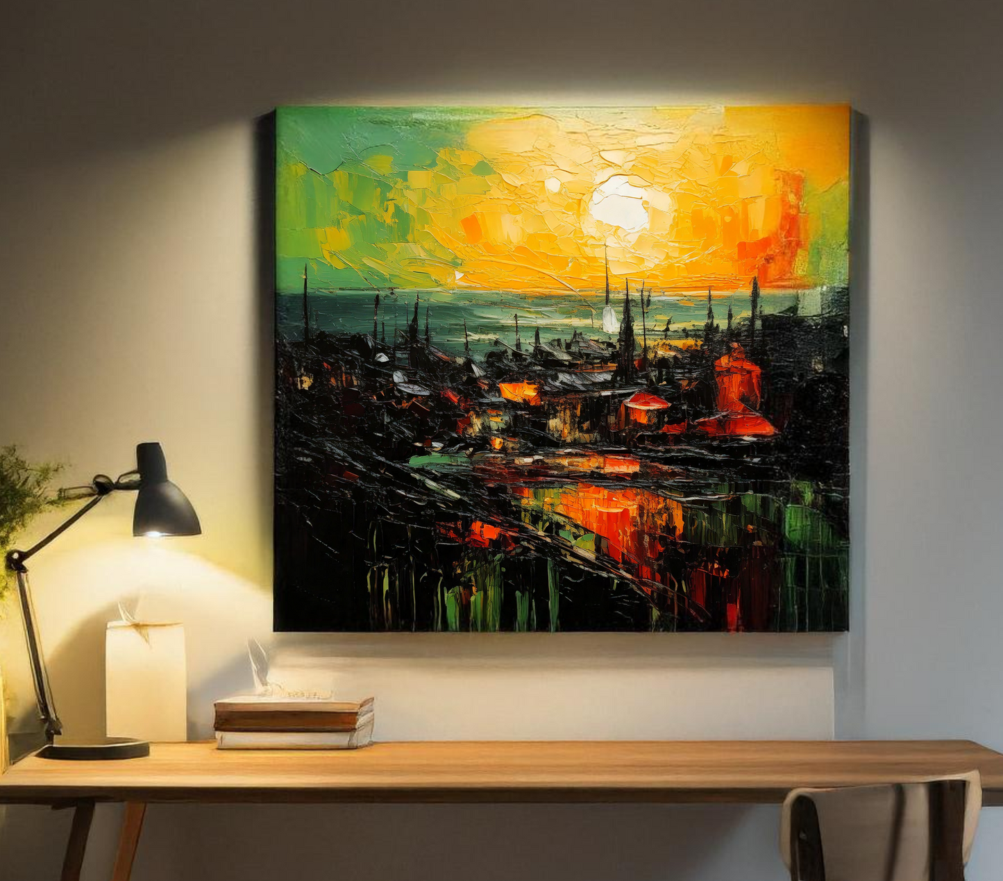 Haven - Abstract Townscape Scenery Canvas