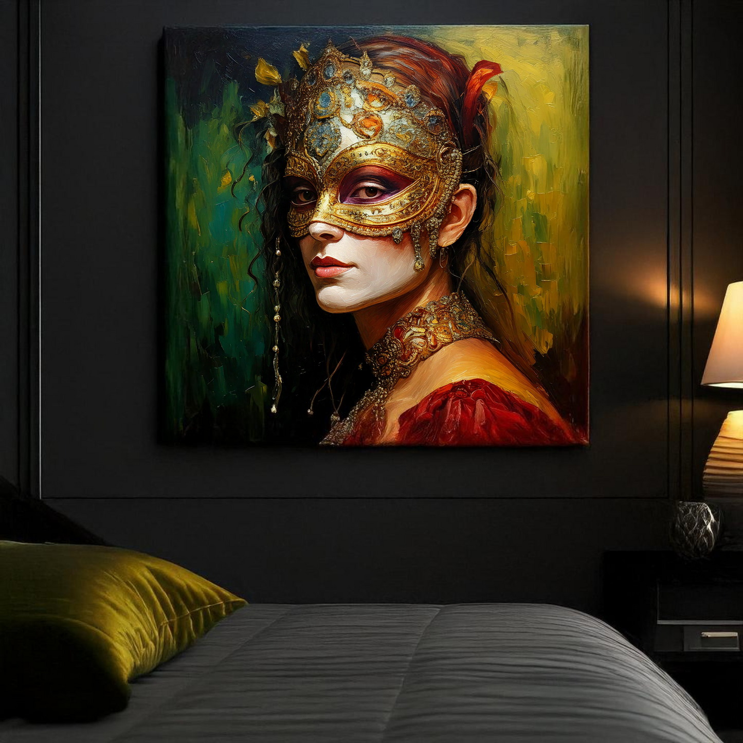 Masquerade - Elegant Masked Lady Portrait Canvas