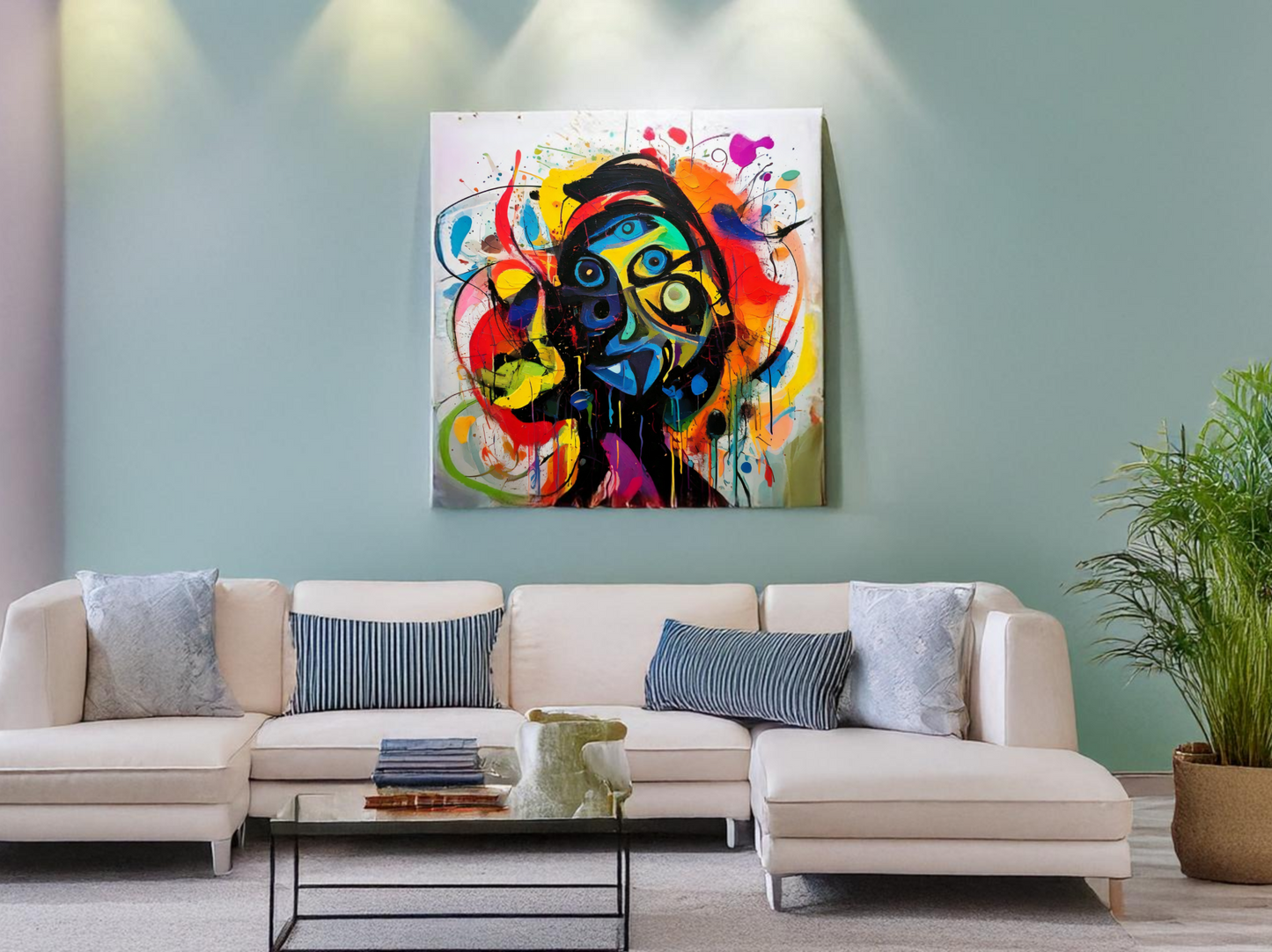 Colorful Smile - Abstract Expressionist Canvas Art