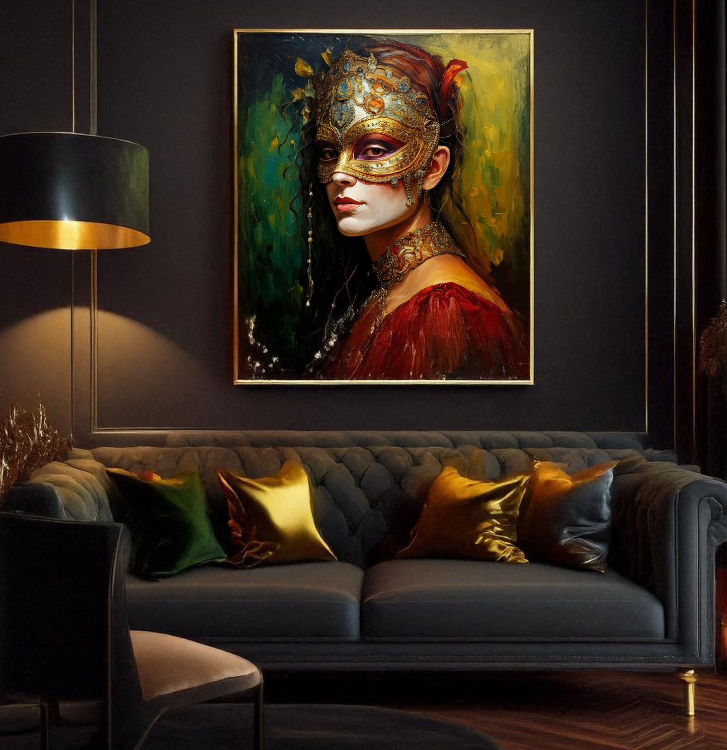 Masquerade - Elegant Masked Lady Portrait Canvas